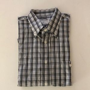 Mens PRADA Grey and white plaid shirt sleeves shirt